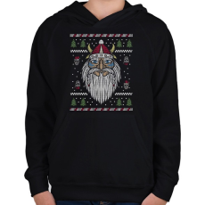 PRINTFASHION Karácsonyi csúny minta - viking  - Gyerek kapucnis pulóver - Fekete
