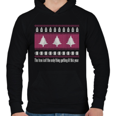PRINTFASHION Karácsonyi csúnya minta - nem csak fa - Férfi kapucnis pulóver - Fekete