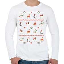 PRINTFASHION Karácsonyi csúnya pulcsi - Férfi hosszú ujjú póló - Fehér férfi póló