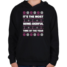 PRINTFASHION Karácsonyi csúnya pulcsi - Gyerek kapucnis pulóver - Fekete gyerek pulóver, kardigán