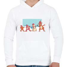 PRINTFASHION Karácsonyi dab - Férfi kapucnis pulóver - Fehér férfi pulóver, kardigán