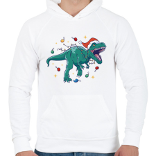 PRINTFASHION Karácsonyi dínó - Férfi kapucnis pulóver - Fehér férfi pulóver, kardigán