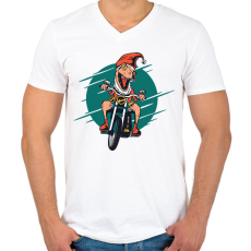 PRINTFASHION Karácsonyi dínó - Férfi V-nyakú póló - Fehér