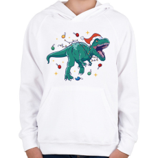 PRINTFASHION Karácsonyi dínó - Gyerek kapucnis pulóver - Fehér