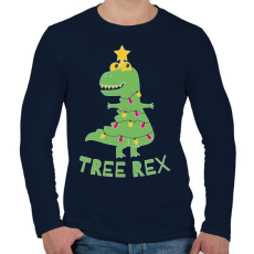 PRINTFASHION Karácsonyi dínó - Tree rex - Férfi hosszú ujjú póló - Sötétkék