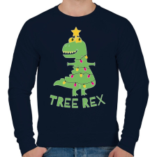 PRINTFASHION Karácsonyi dínó - Tree rex - Férfi pulóver - Sötétkék férfi pulóver, kardigán