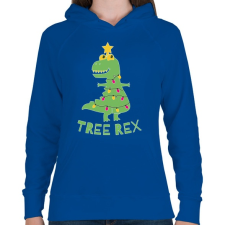 PRINTFASHION Karácsonyi dínó - Tree rex - Női kapucnis pulóver - Királykék női pulóver, kardigán