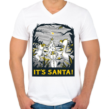 PRINTFASHION Karácsonyi dínók - Férfi V-nyakú póló - Fehér férfi póló