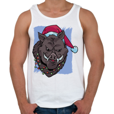 PRINTFASHION Karácsonyi disznó - Férfi atléta - Fehér atléta, trikó