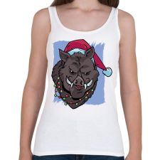 PRINTFASHION Karácsonyi disznó - Női atléta - Fehér női trikó
