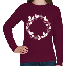 PRINTFASHION Karácsonyi fehér koszorú - Női pulóver - Bordó