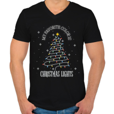 PRINTFASHION Karácsonyi fények - Férfi V-nyakú póló - Fekete férfi póló