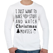 PRINTFASHION Karácsonyi filmek és sütés - Férfi hosszú ujjú póló - Fehér női póló