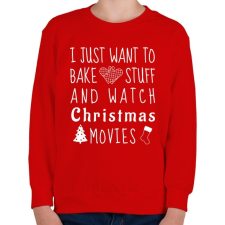 PRINTFASHION Karácsonyi filmek és sütés - Gyerek pulóver - Piros gyerek pulóver, kardigán