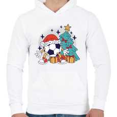 PRINTFASHION Karácsonyi foci - Férfi kapucnis pulóver - Fehér