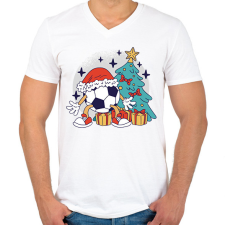 PRINTFASHION Karácsonyi foci - Férfi V-nyakú póló - Fehér férfi póló