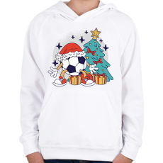 PRINTFASHION Karácsonyi foci - Gyerek kapucnis pulóver - Fehér