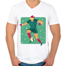 PRINTFASHION Karácsonyi focista - Férfi V-nyakú póló - Fehér férfi póló