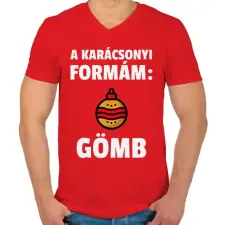 PRINTFASHION KARÁCSONYI FORMÁM - Férfi V-nyakú póló - Piros férfi póló