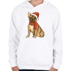 PRINTFASHION Karácsonyi francia bulldog - Gyerek kapucnis pulóver - Fehér