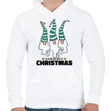 PRINTFASHION Karácsonyi gnómok - Férfi kapucnis pulóver - Fehér