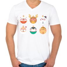 PRINTFASHION Karácsonyi gömbök - Férfi V-nyakú póló - Fehér