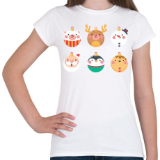PRINTFASHION Karácsonyi gömbök - Női póló - Fehér