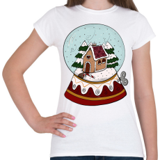 PRINTFASHION Karácsonyi hógömb - Női póló - Fehér