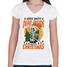 PRINTFASHION Karácsonyi humor - Női V-nyakú póló - Fehér női póló