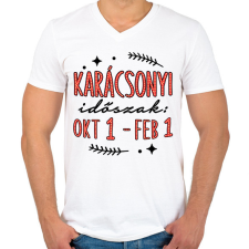 PRINTFASHION Karácsonyi időszak - Férfi V-nyakú póló - Fehér férfi póló