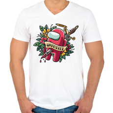 PRINTFASHION Karácsonyi impostor - among us meme - Férfi V-nyakú póló - Fehér