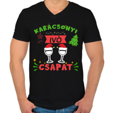 PRINTFASHION Karácsonyi ivó csapat - Férfi V-nyakú póló - Fekete