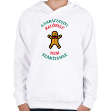PRINTFASHION KARÁCSONYI KALÓRIÁK - Gyerek kapucnis pulóver - Fehér