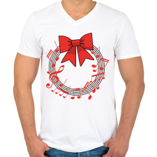 PRINTFASHION Karácsonyi koszorú - Férfi V-nyakú póló - Fehér férfi póló