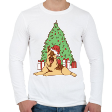 PRINTFASHION Karácsonyi kutya - Férfi hosszú ujjú póló - Fehér férfi póló