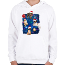PRINTFASHION Karácsonyi kutyák - Gyerek kapucnis pulóver - Fehér gyerek pulóver, kardigán