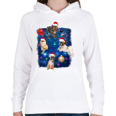 PRINTFASHION Karácsonyi kutyák - Női kapucnis pulóver - Fehér