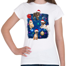 PRINTFASHION Karácsonyi kutyák - Női póló - Fehér