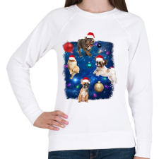 PRINTFASHION Karácsonyi kutyák - Női pulóver - Fehér női pulóver, kardigán