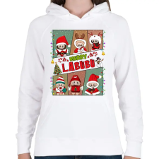 PRINTFASHION Karácsonyi Labubu - Női kapucnis pulóver - Fehér női pulóver, kardigán