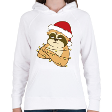 PRINTFASHION Karácsonyi lajhár - Női kapucnis pulóver - Fehér női pulóver, kardigán