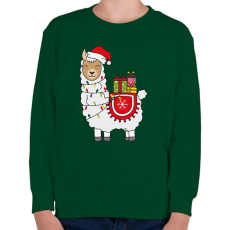 PRINTFASHION Karácsonyi láma - Gyerek pulóver - Sötétzöld