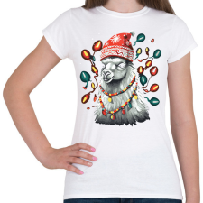 PRINTFASHION Karácsonyi láma - Női póló - Fehér női póló