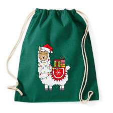 PRINTFASHION Karácsonyi láma - Sportzsák, Tornazsák - Sötétzöld tornazsák