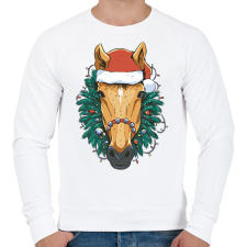 PRINTFASHION Karácsonyi ló - Férfi pulóver - Fehér férfi pulóver, kardigán