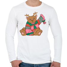 PRINTFASHION Karácsonyi maci - Férfi hosszú ujjú póló - Fehér férfi póló