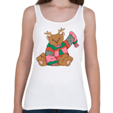 PRINTFASHION Karácsonyi maci - Női atléta - Fehér női trikó
