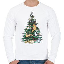 PRINTFASHION Karácsonyi macskák - Férfi pulóver - Fehér férfi pulóver, kardigán