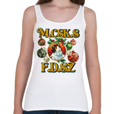 PRINTFASHION Karácsonyi Macskás Fadísz  - Női atléta - Fehér