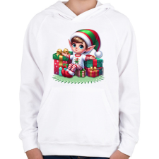 PRINTFASHION Karácsonyi manófiú - Gyerek kapucnis pulóver - Fehér gyerek pulóver, kardigán